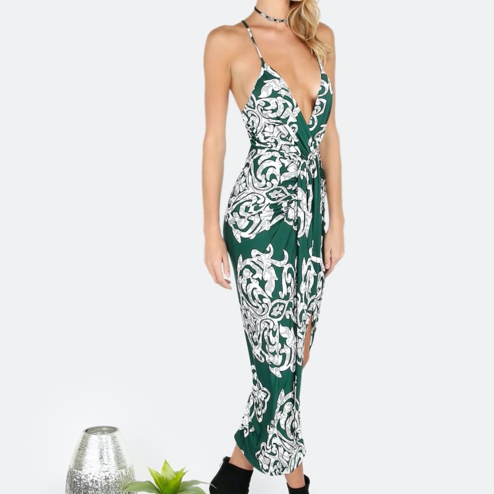 SHEIN - Green print - asymmetrical midi dress